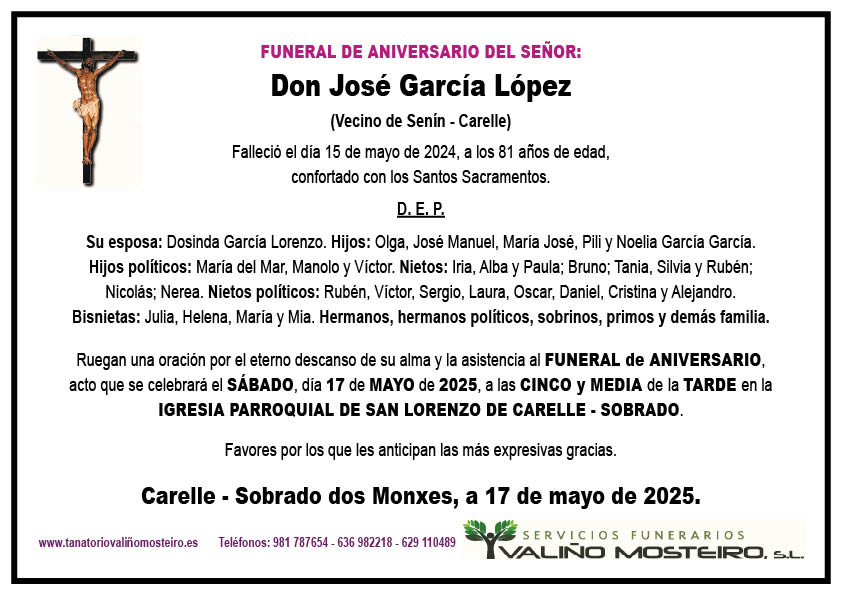 Esquela de José García López